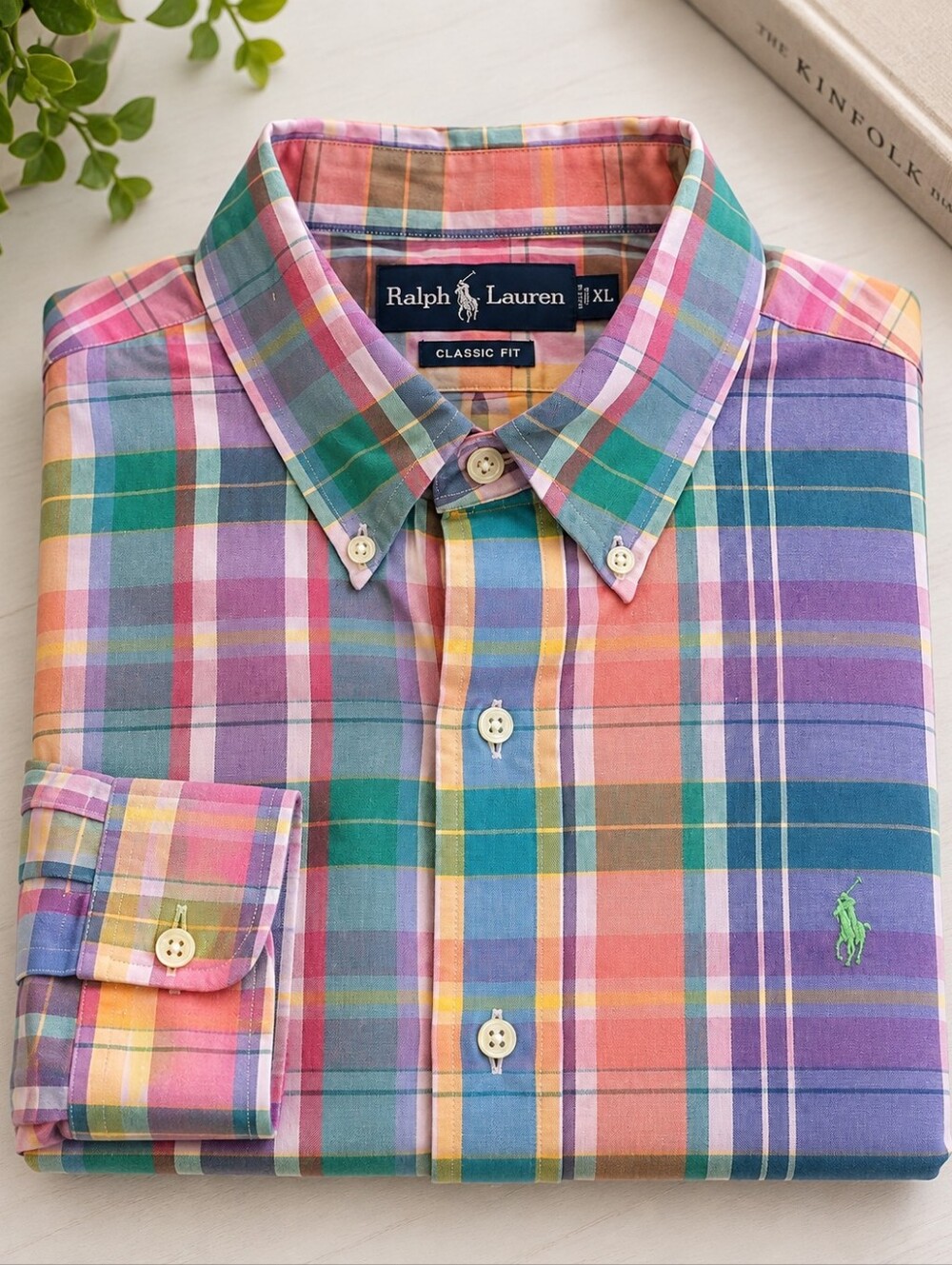Polo Ralph Lauren Classic Fit Men’s XL Multicolor Plaid Madras Shirt 100% Cotton